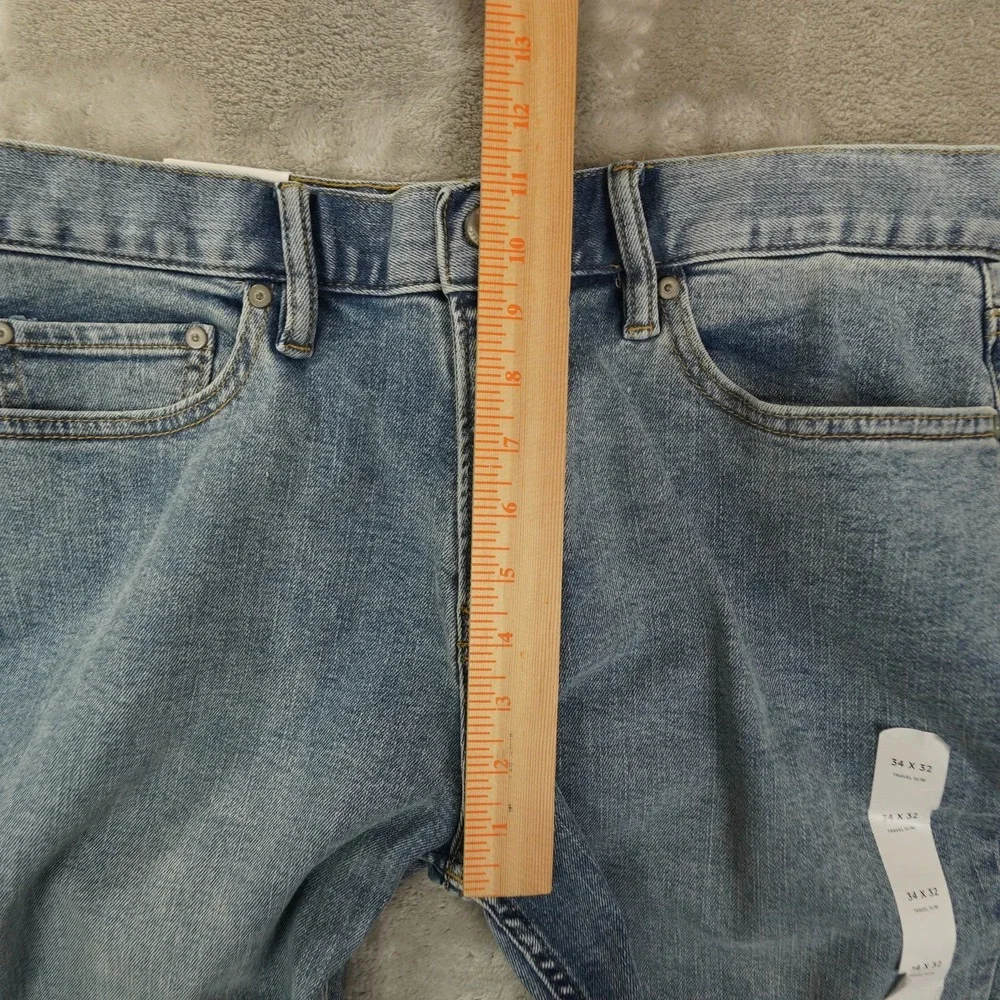 Banana Republic Travel Slim Jeans Mens 34x32 Medium Wash Blue Tapered Denim New